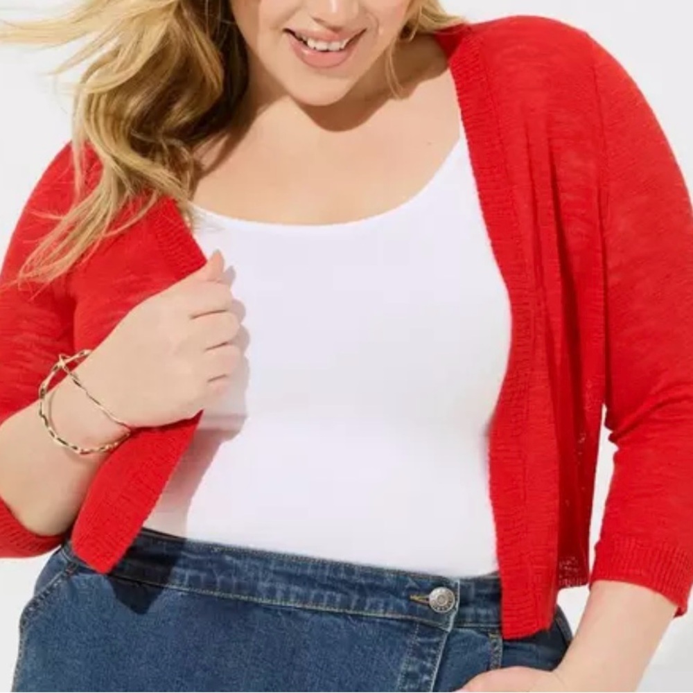 Torrid Vibrant Red Open-Front Cardigan